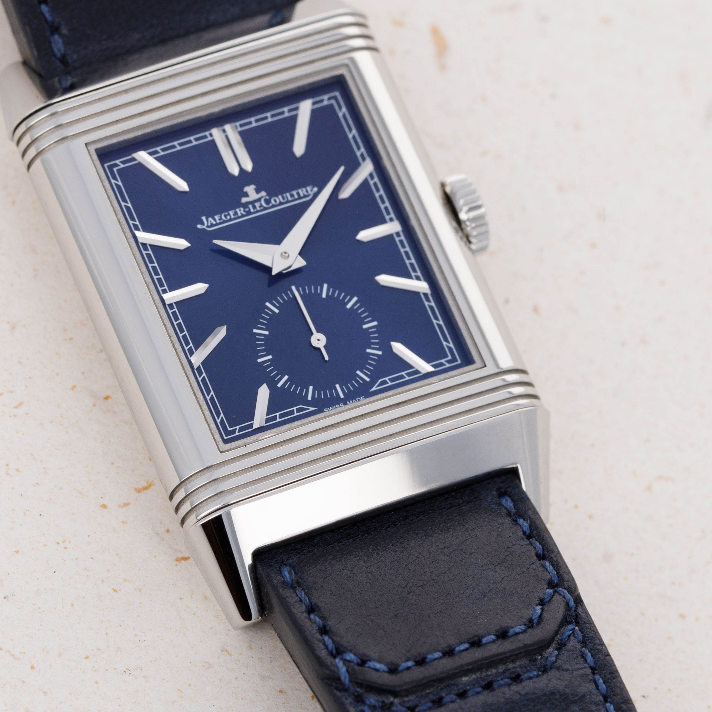 Jaeger LeCoultre Reverso Tribute Small Seconds 214.8.62 Blue Dial