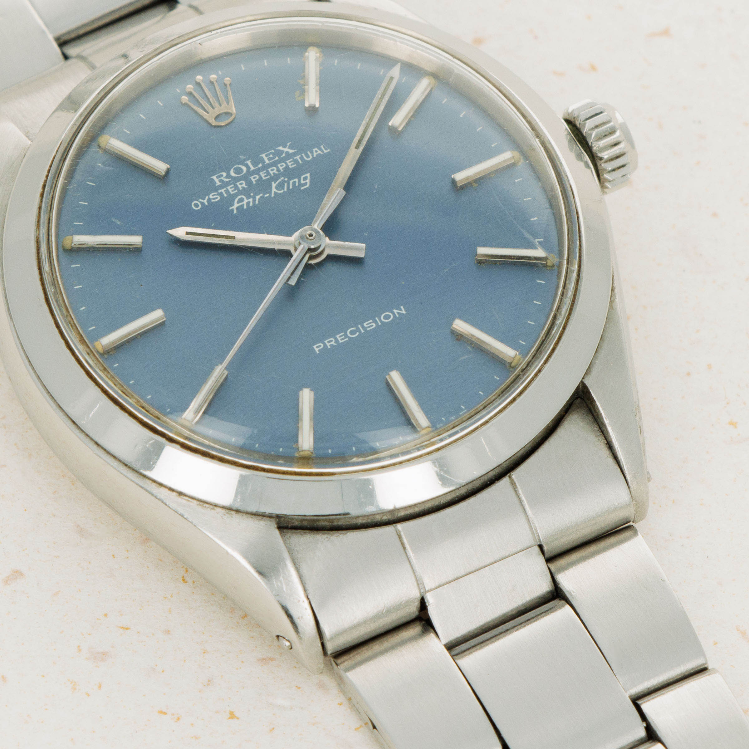 Rolex Air King 5500 Blue Dial Auctions Loupe This