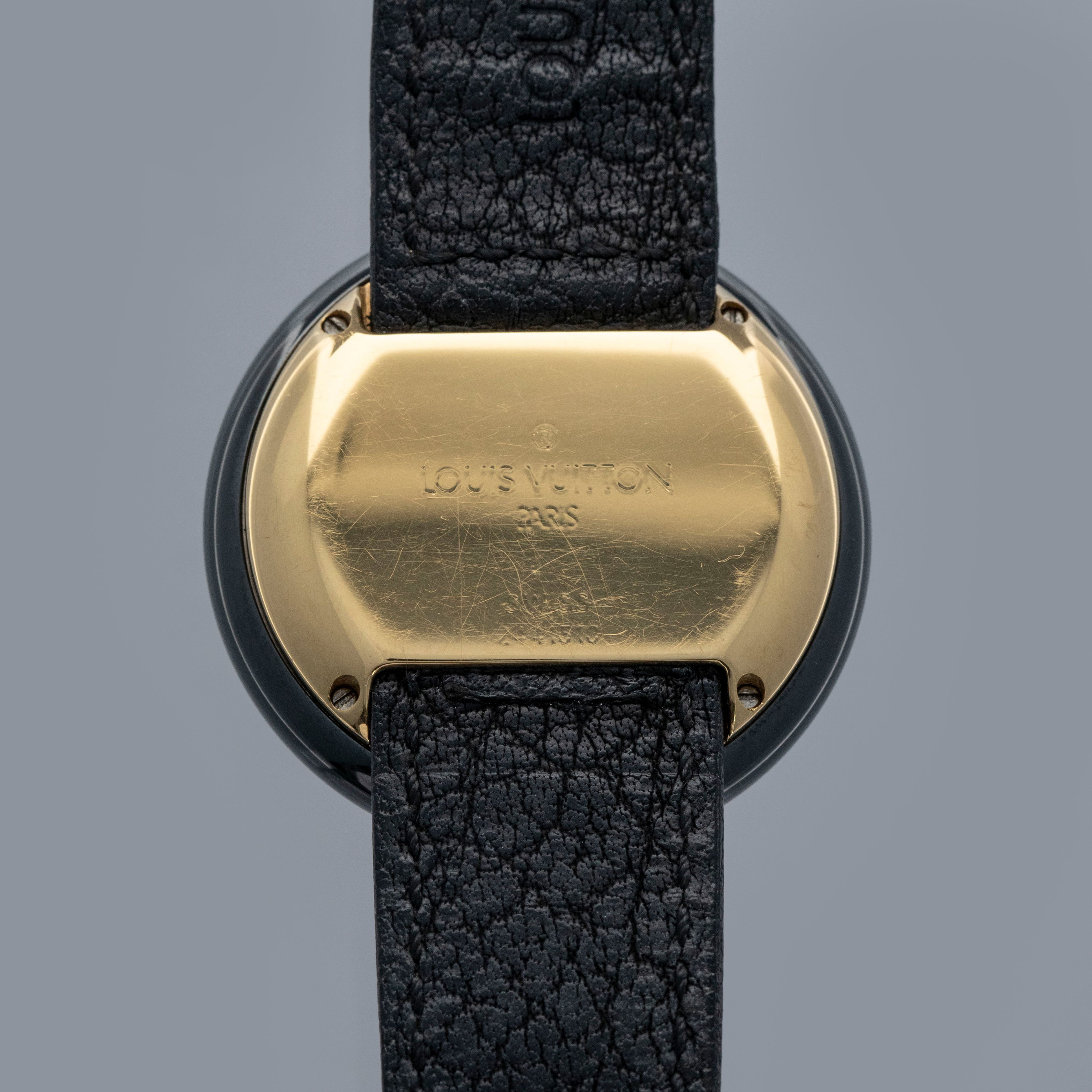 LOUIS VUITTON MONTEREY II QUARTZ ALARM BLACK CERAMIC BOX AND