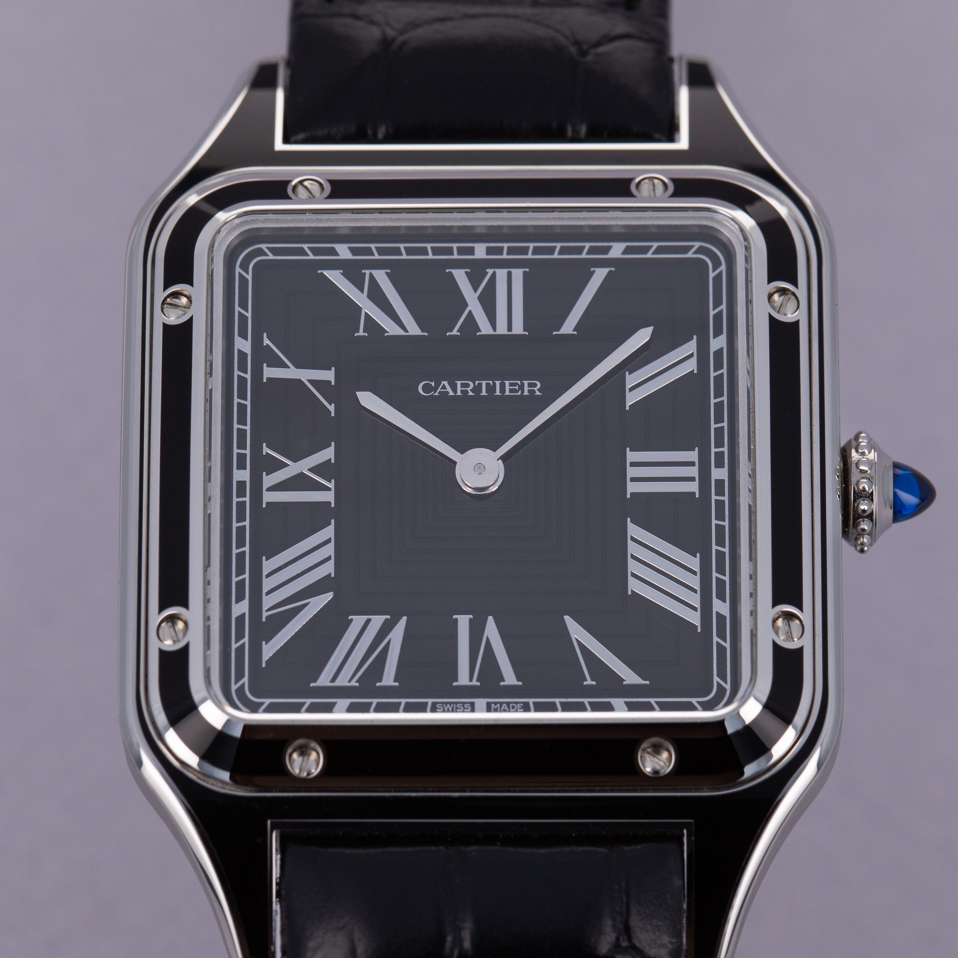 CARTIER SANTOS DUMONT BLACK LACQUERED STEEL CASE WSSA0046