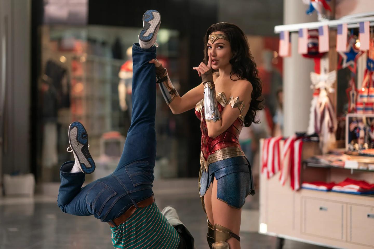 Gal Gadot holding her leg up