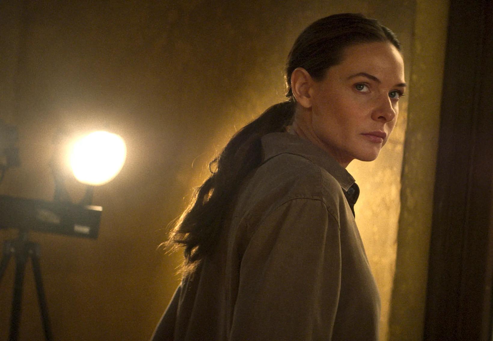 Rebecca Ferguson with a ponytail
