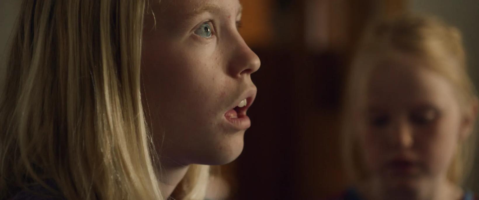a woman with her mouth open