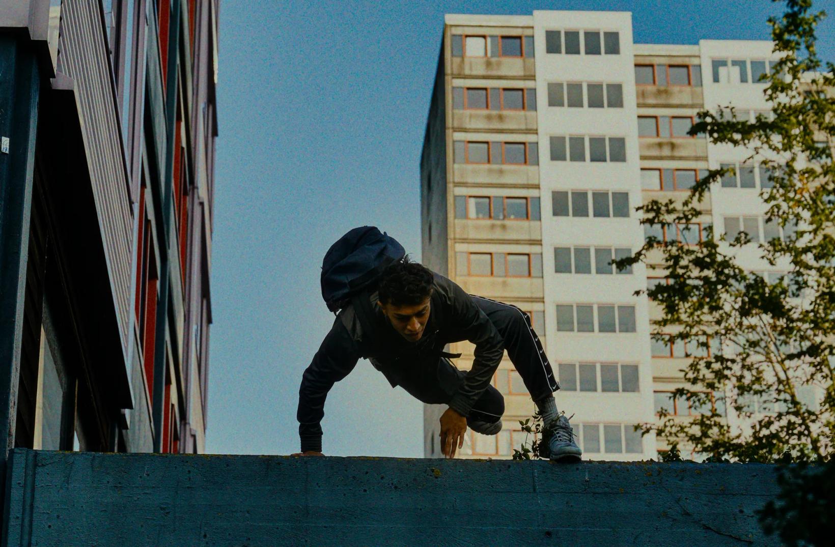 a man jumping in the air