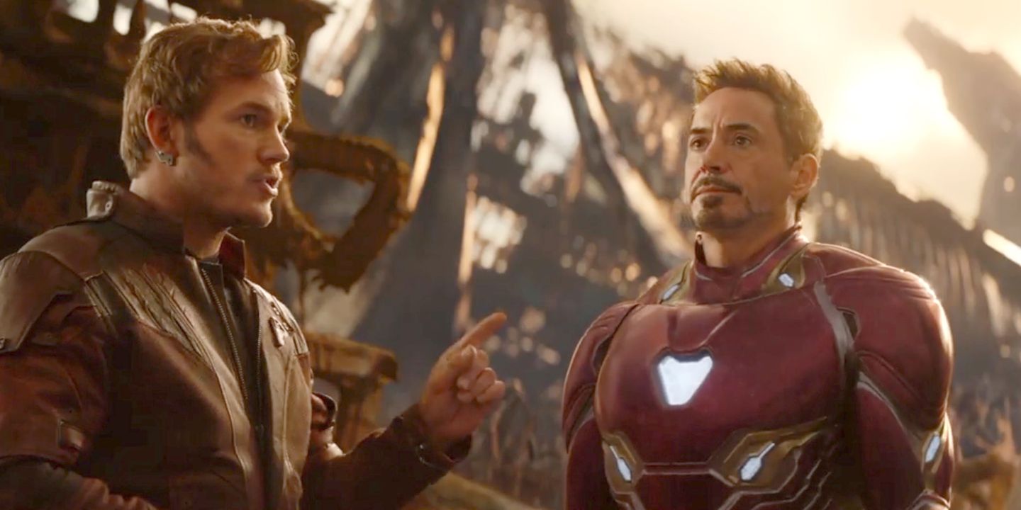 Chris Pratt og Robert Downey Jr. som Star Lord og Iron Man i Avengers: Infinity War