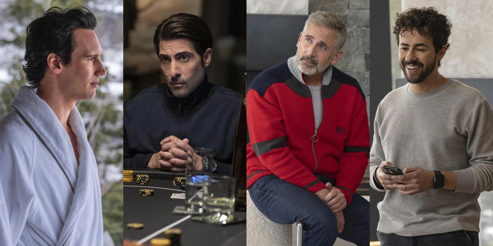 Cory Michael Smith, Jason Schwartzman, Steve Carell og Ramy Youssef i Mountainhead