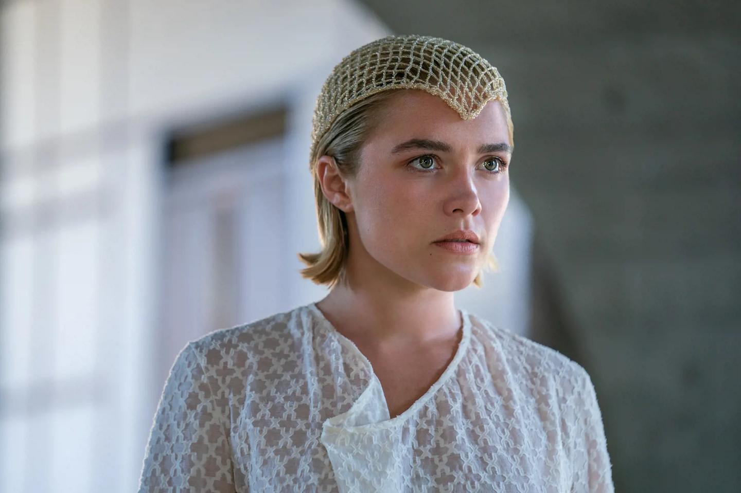 Florence Pugh with a white shirt