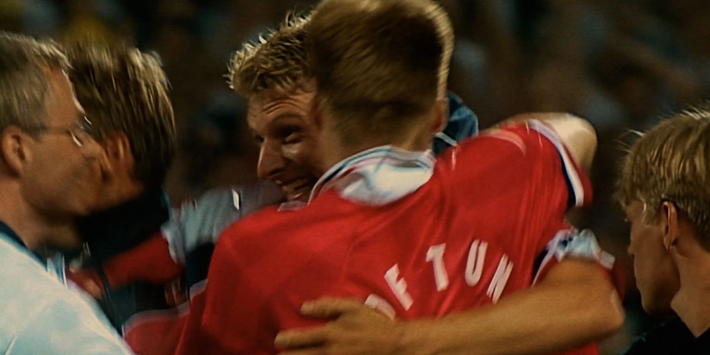 a man in a red jersey