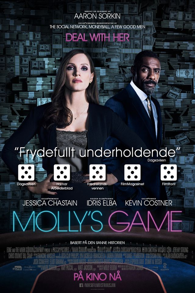 Jessica Chastain og Idris Elba i Molly's Game