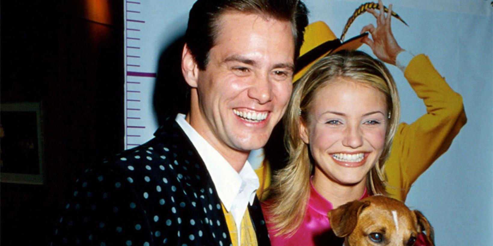 Jim Carrey og Cameron Diaz på premieren til The Mask i 1994