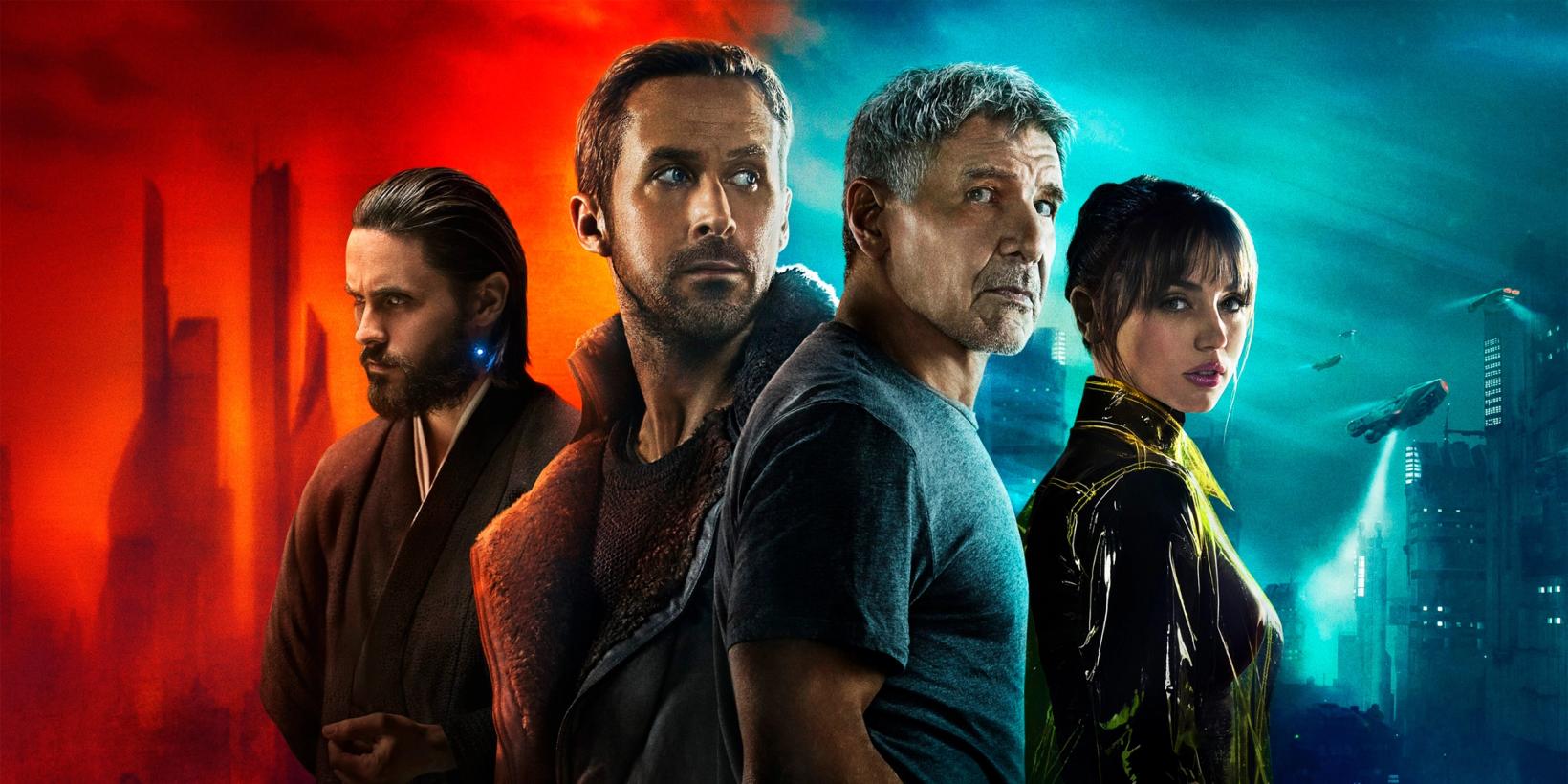 Jared Leto, Ryan Gosling, Harrison Ford og Ana de Aarmas i Blade Runner 2049