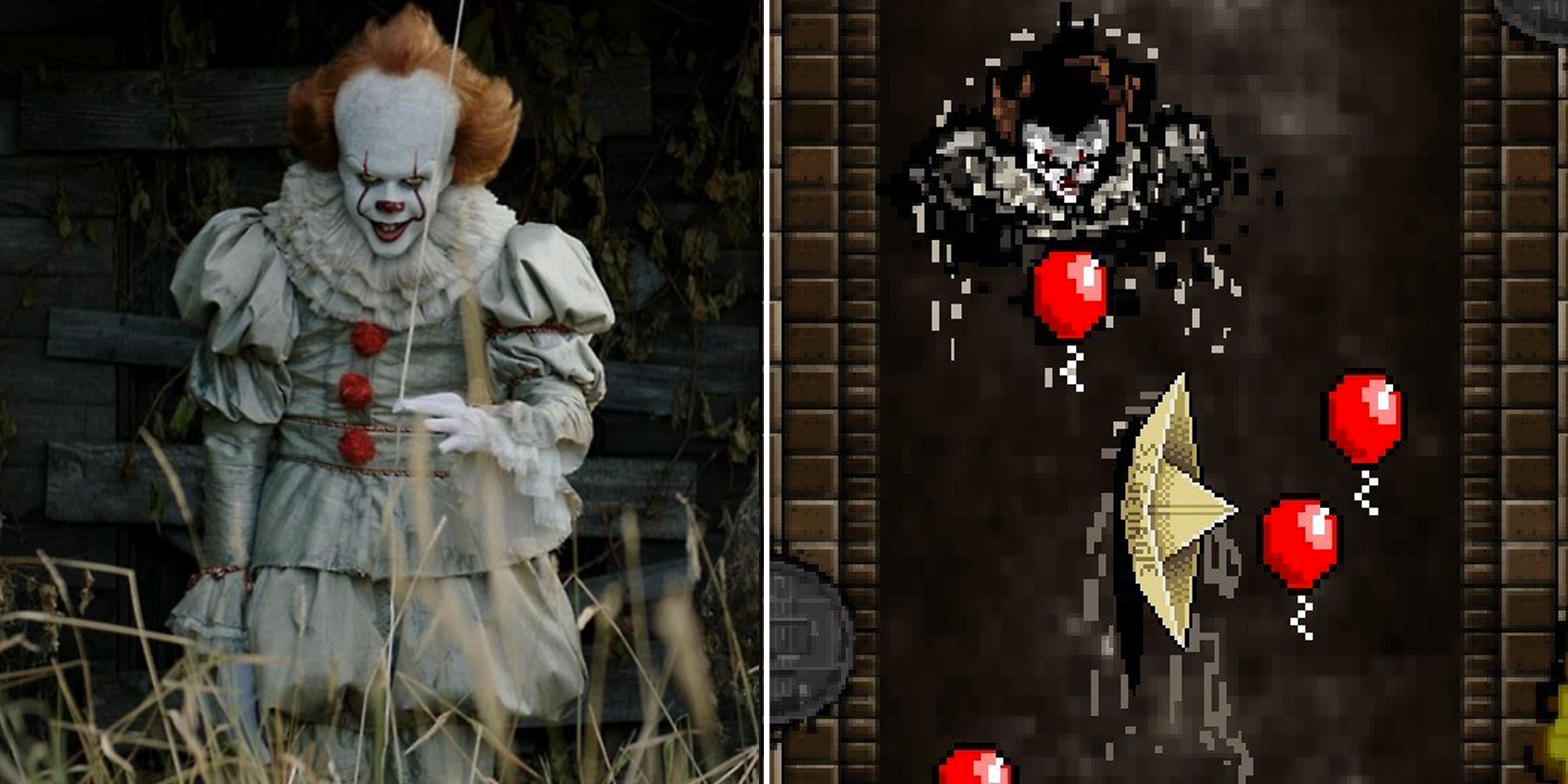 Bill Skarsg��rd som Pennywise i IT og 8-bit spill
