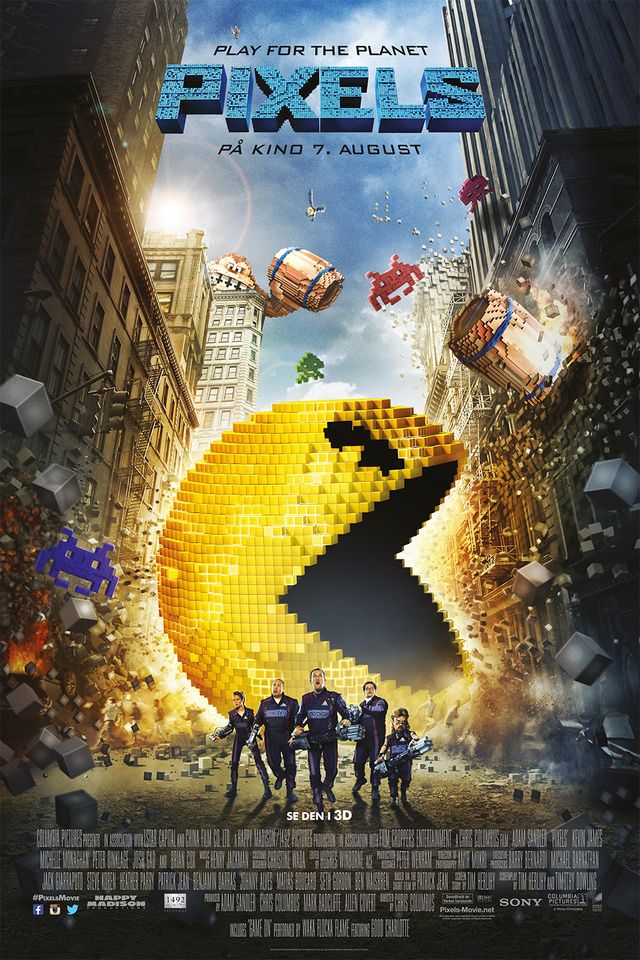 Michelle Monaghan, Adam Sandler, Josh Gad og Peter Dinklage i Pixels