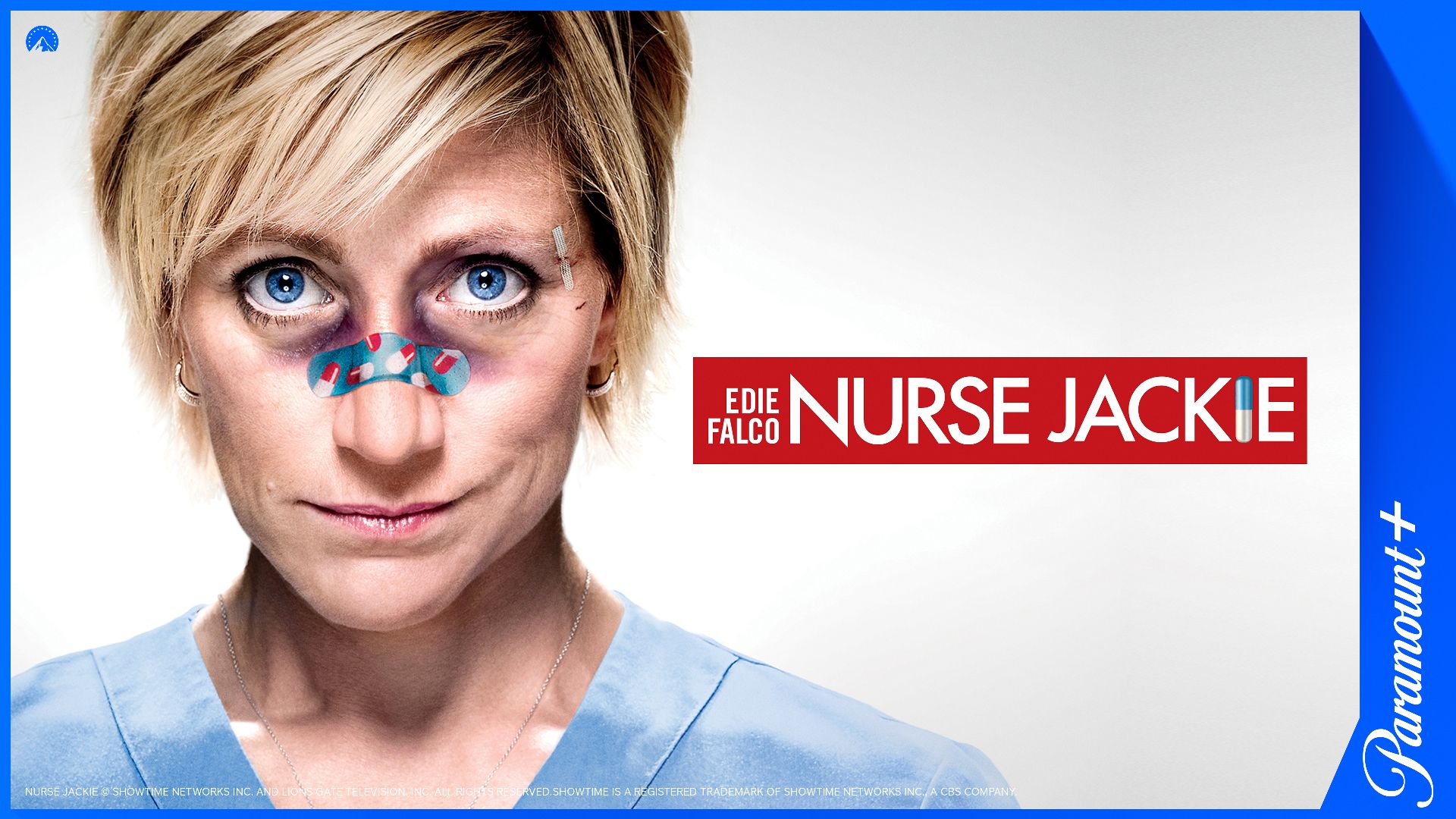 Nurse Jackie, med Paramount+-logo og legal line