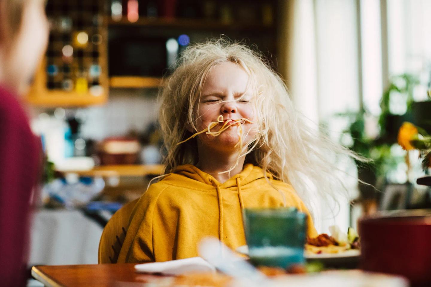 a child eating food