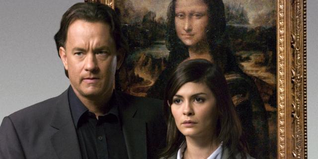 Tom Hanks som Robert Langdon og Audrey Tautou som Sophie Neveu i Da Vinci koden
