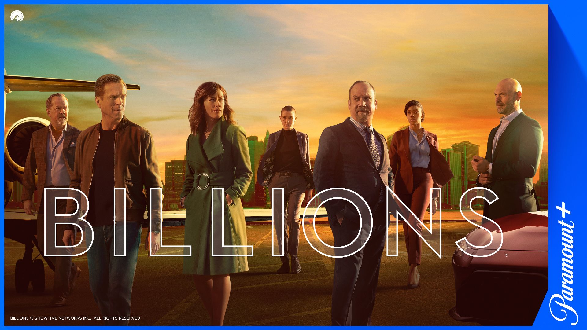Billions, med Paramount+-logo og legal line