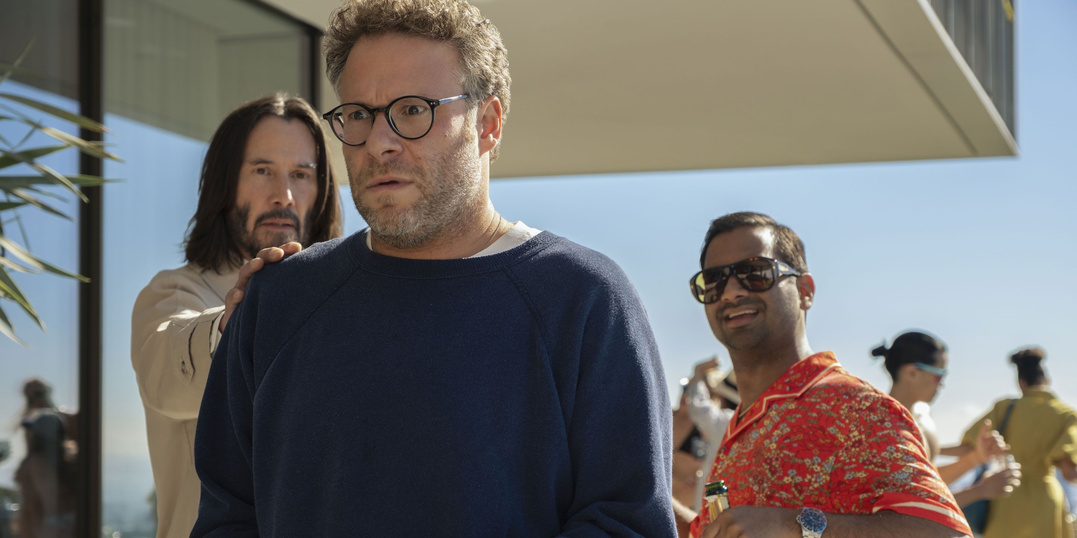 Keanu Reeves, Seth Rogen og Aziz Ansari i Good Fortune