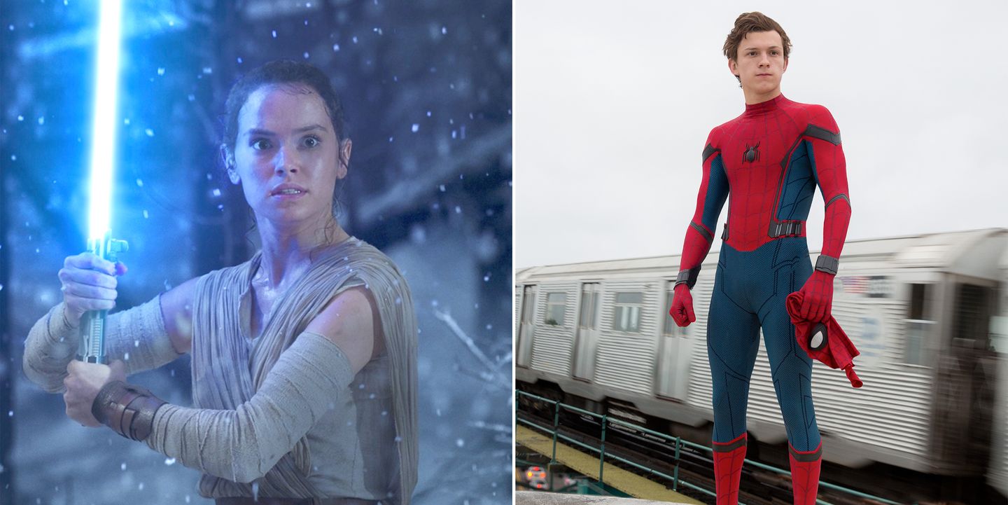 Daisy Ridley i The Force Awakens og Tom Holland i Spider-Man