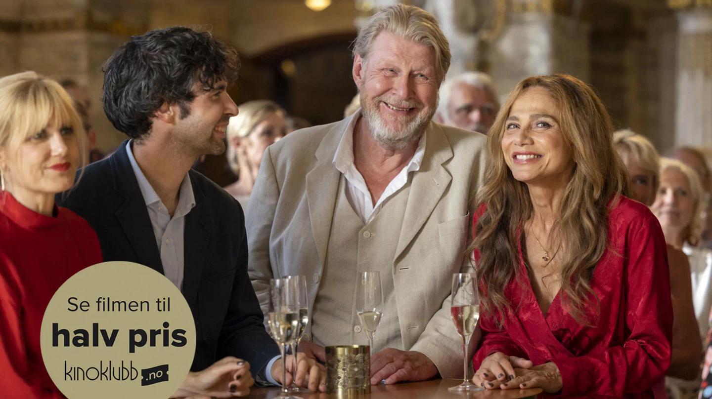 Rolf Lassgard, Lena Olin et al. holding wine glasses