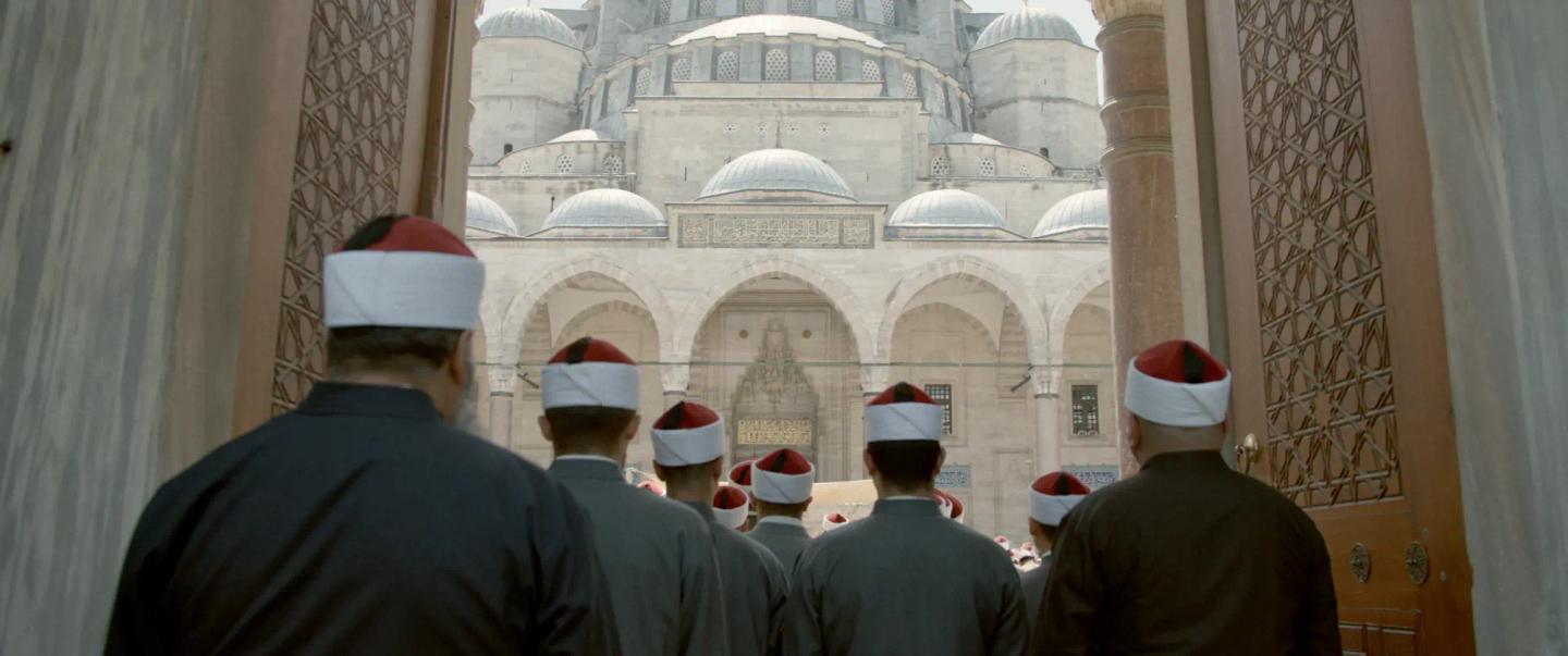 a group of people in a building