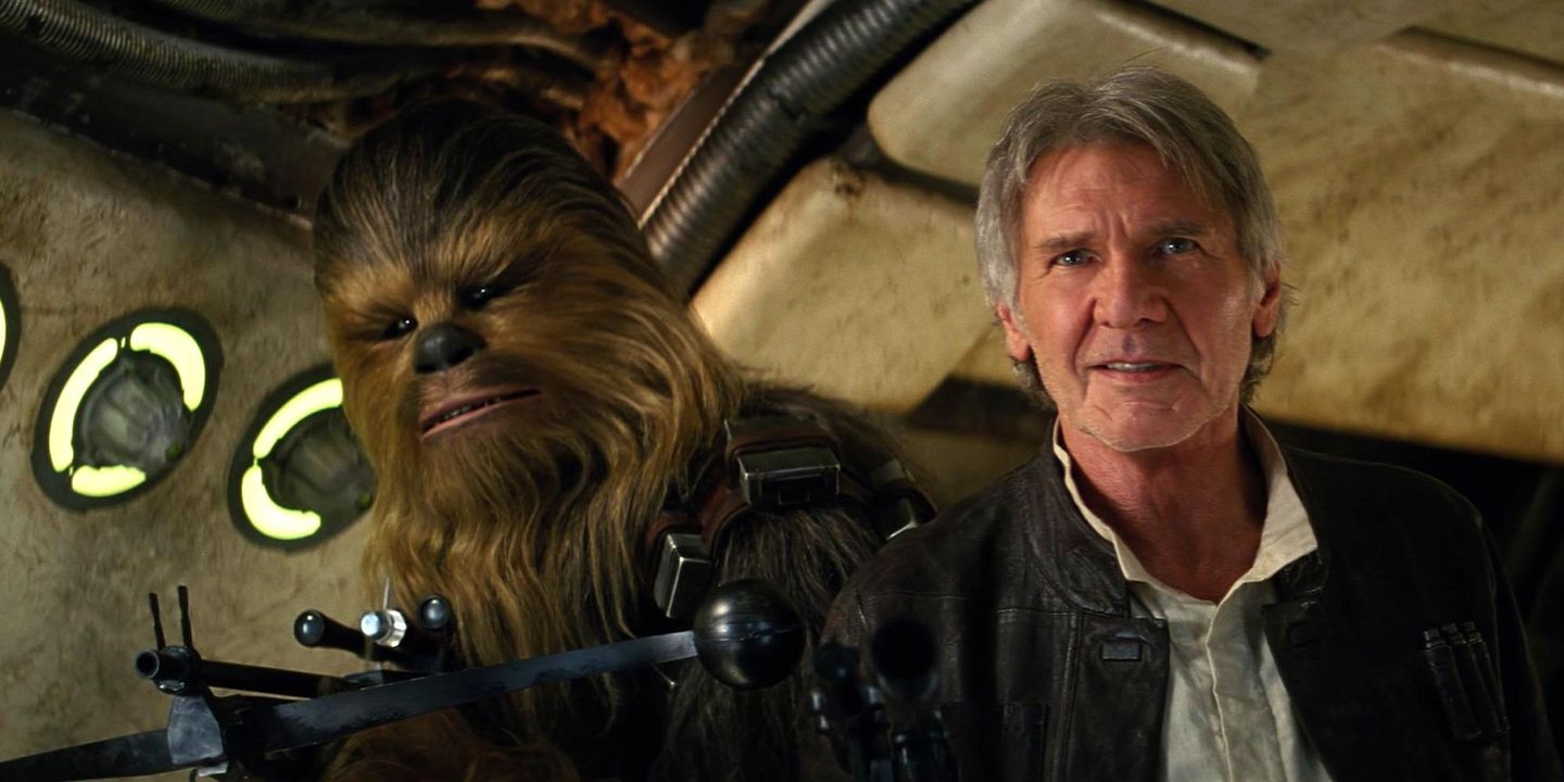 Chewbacca og Harrison Ford i Star Wars: The Force Awakens