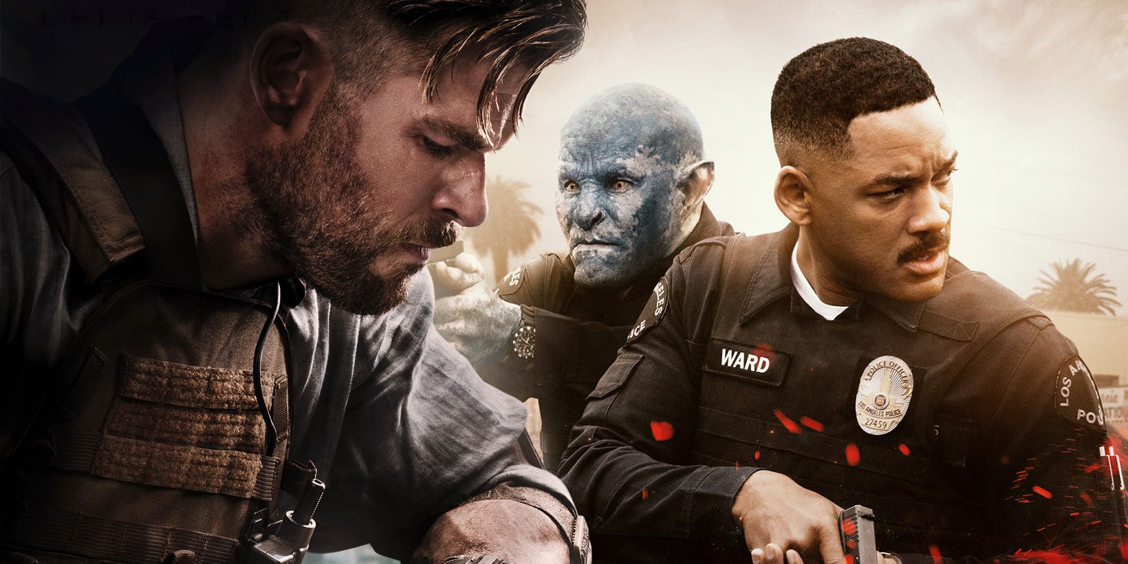 Chris Hemsworth i Extraction, Joel Edgerton og Will Smith i Bright