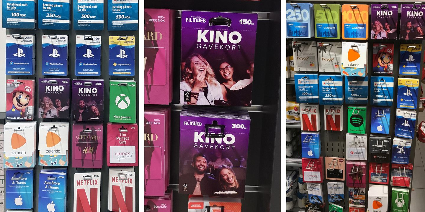 Kinogavekort i butikk
