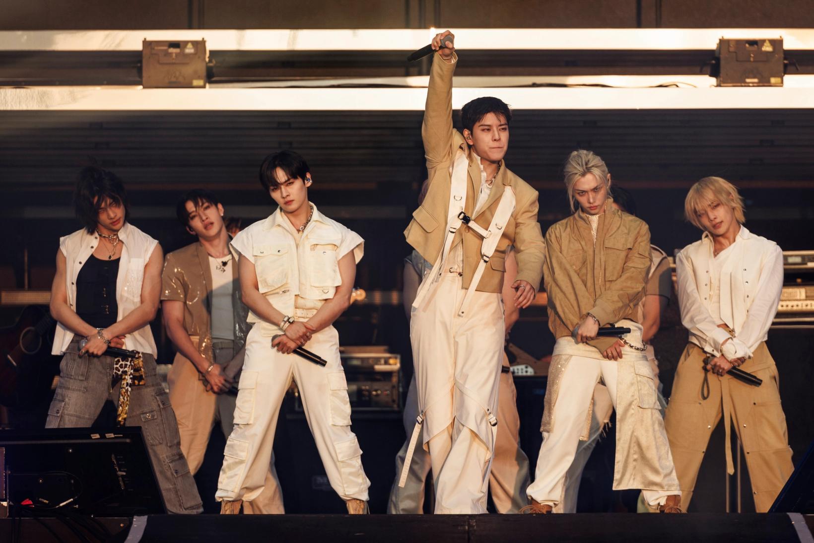 Stray Kids på scenen under British Summer Time Hyde Park i London, 14. juli 2024