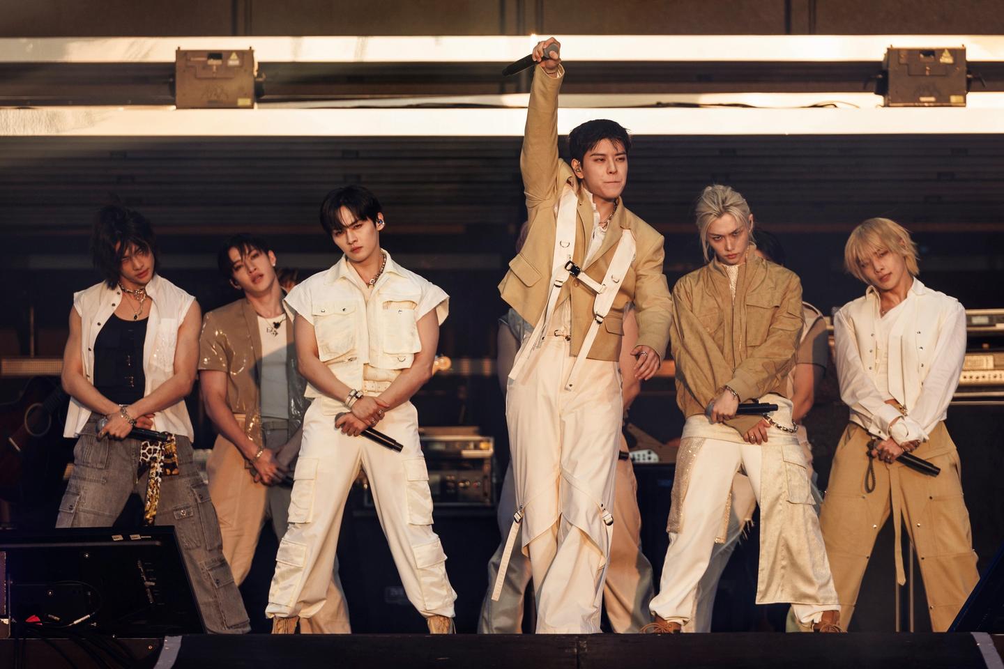 Stray Kids på scenen under British Summer Time Hyde Park i London, 14. juli 2024