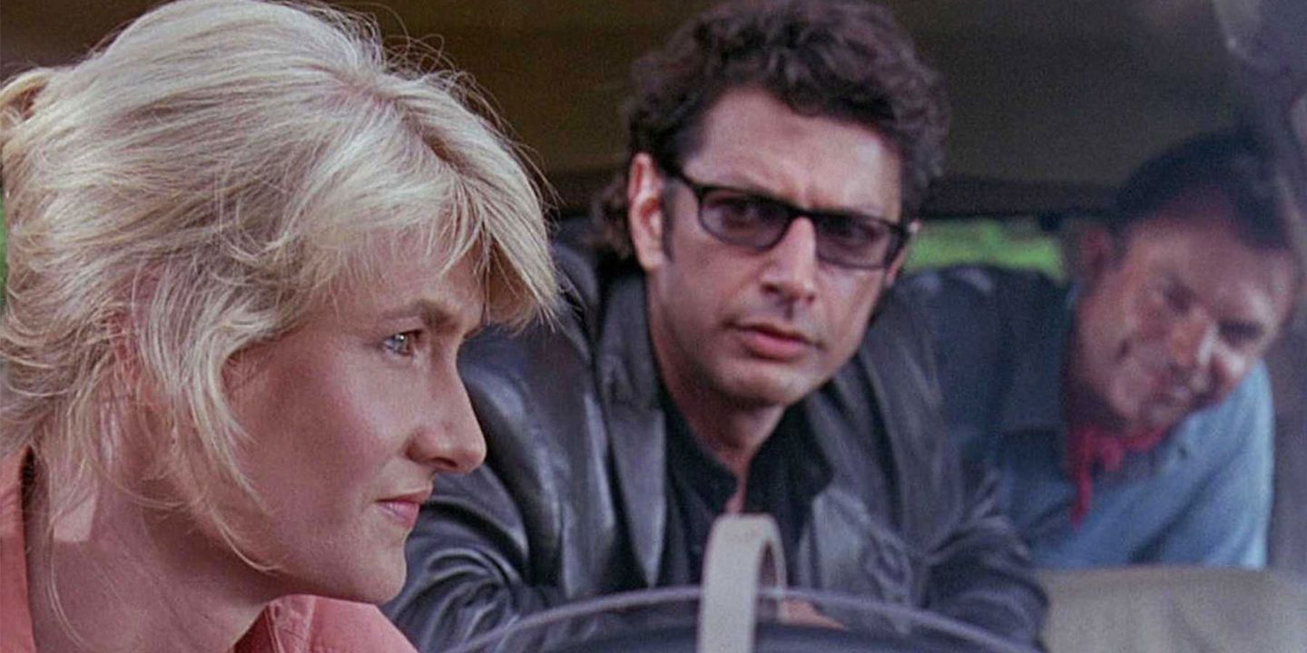 Laura Dern, Jeff Goldblum og Sam Neill i Jurassic Park
