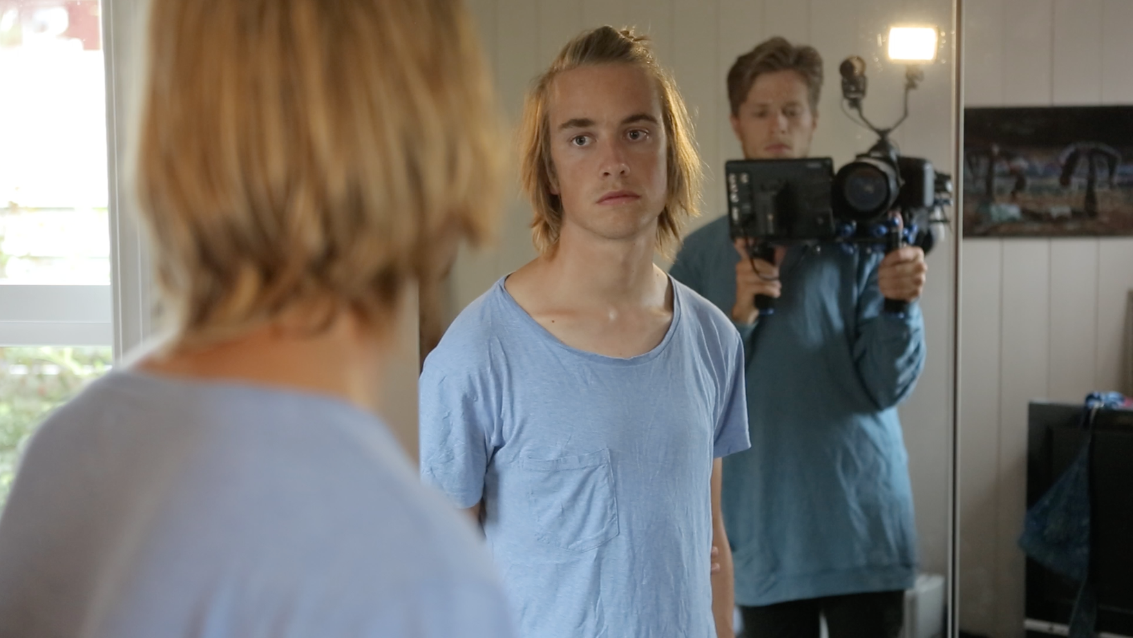 a person holding a camera