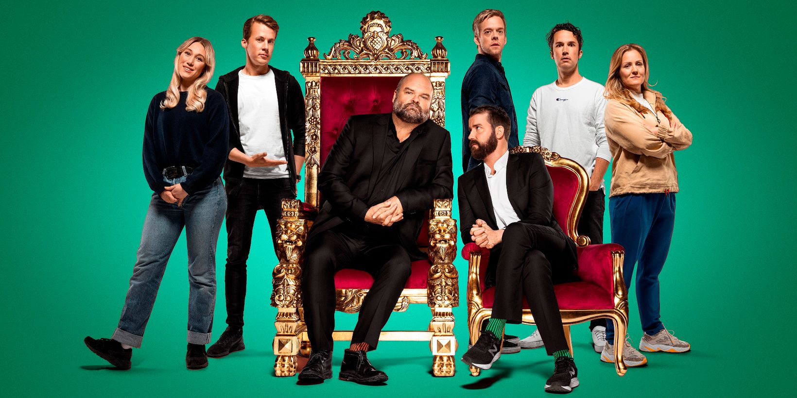 Maria Stavang, Bård Ylvisåker, Atle Antonsen, Olli Wermskog, Calle Hellevang-Larsen, Vegard Ylvisåker og Siri Kristiansen