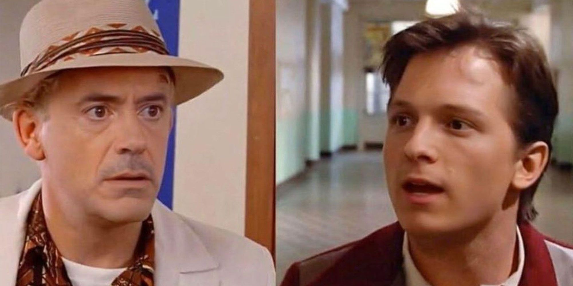 Robert Downey Jr. og Tom Holland i Back to the Future