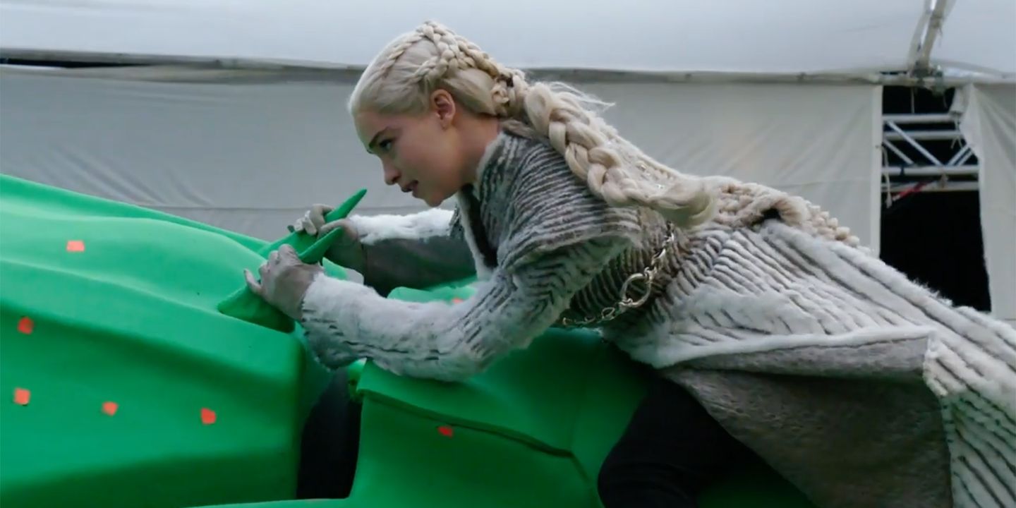 Emilia Clarke under innspillingen av Game of Thrones- sesong 7, episode 6