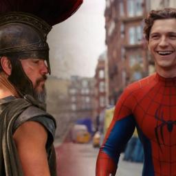 Bildemontasje: Matt Damon i The Odyssey og Tom Holland på settet til Spider-Man: Brand New Day