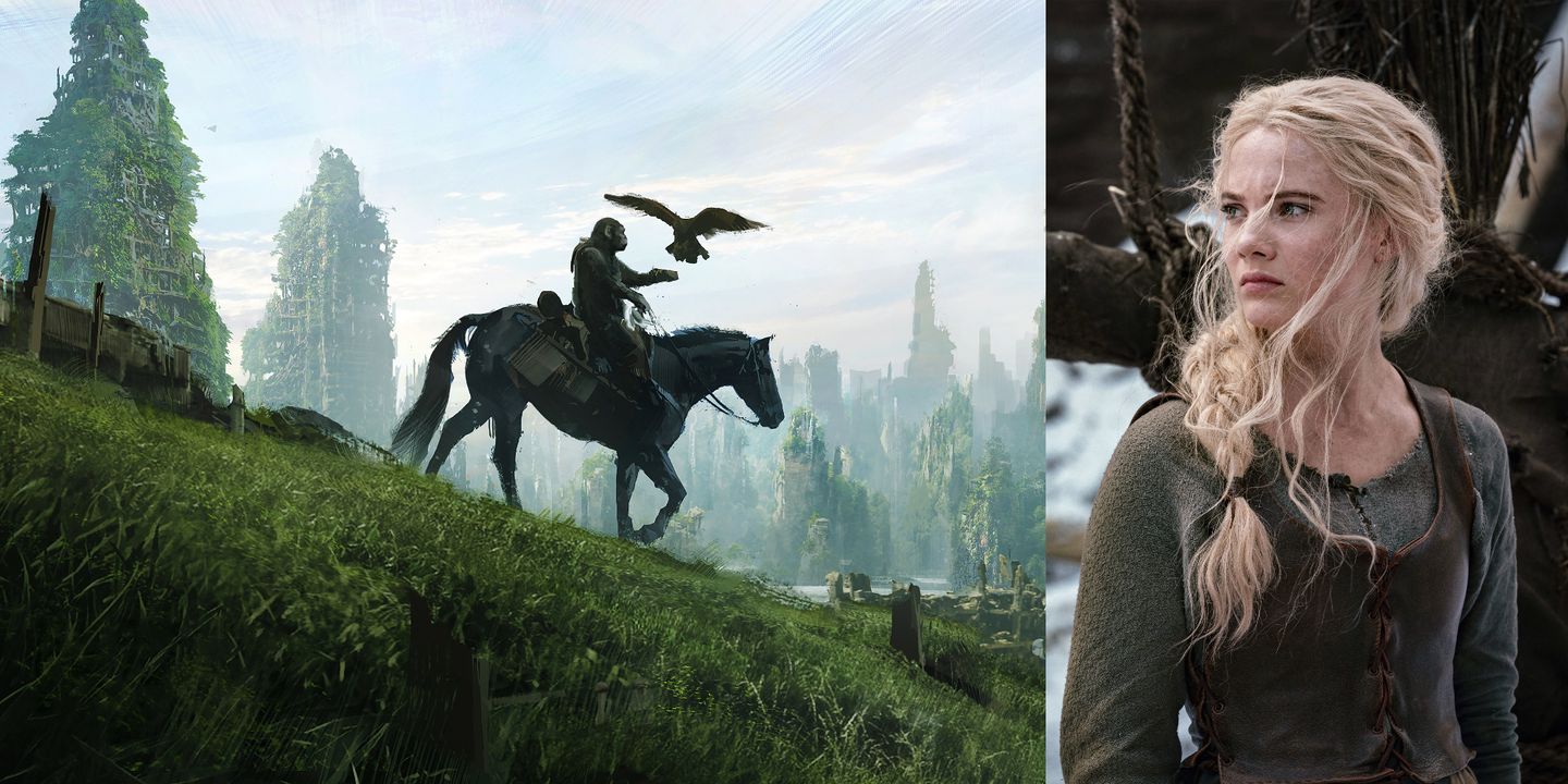 Freya Allen i The Witcher, og en konsepttegning til Kingdom of the Planet of the Apes