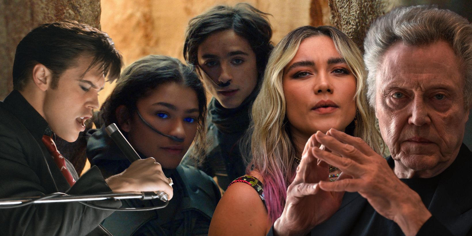 Austin Butler, Zendaya, Timothee Chalamet, Florence Pugh og Christopher Walken spiller i Dune: Part Two