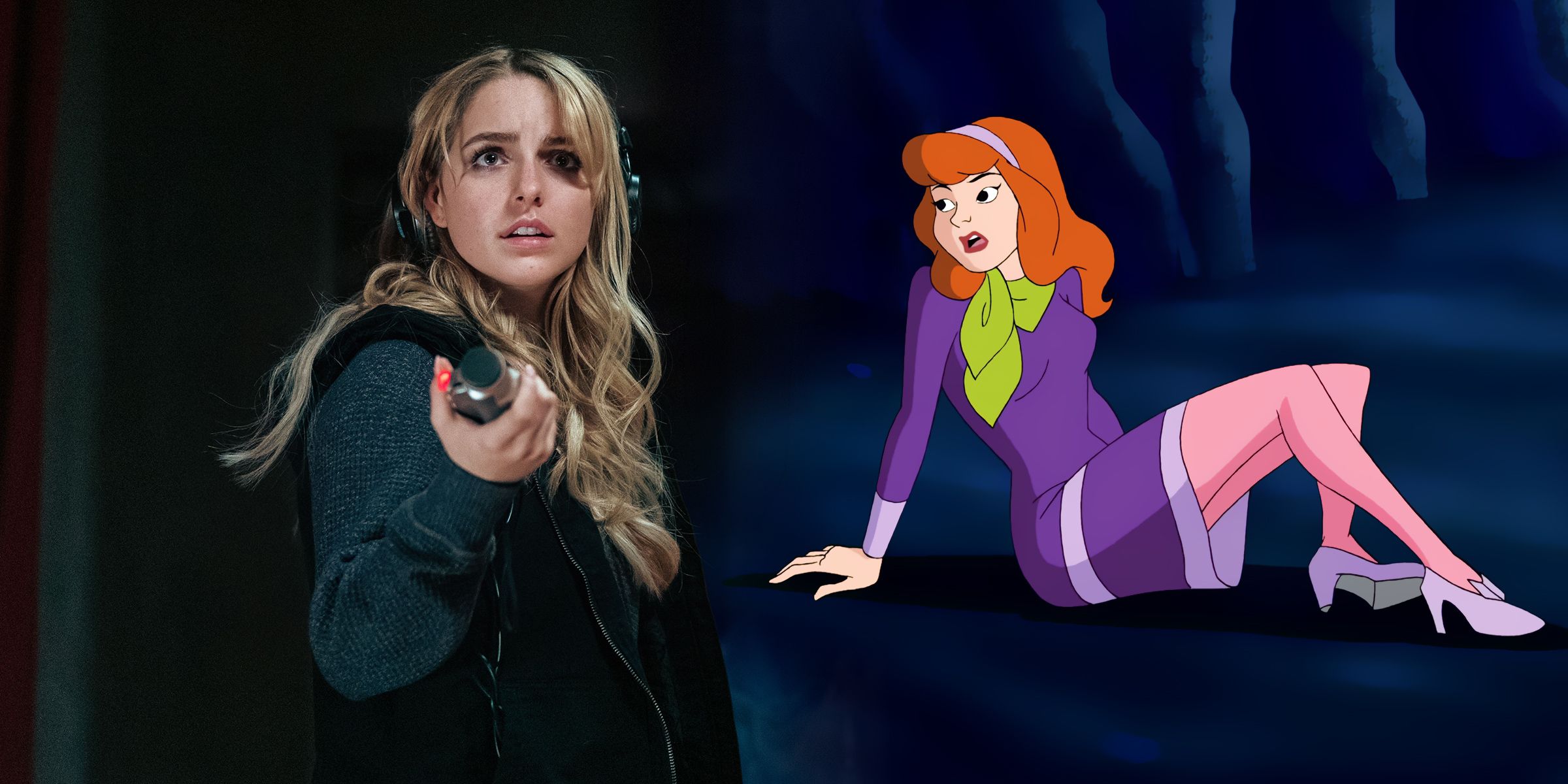 Bildemontasje: McKenna Grace i Five Nights at Freddy's 2 og Daphne i Scooby-Doo
