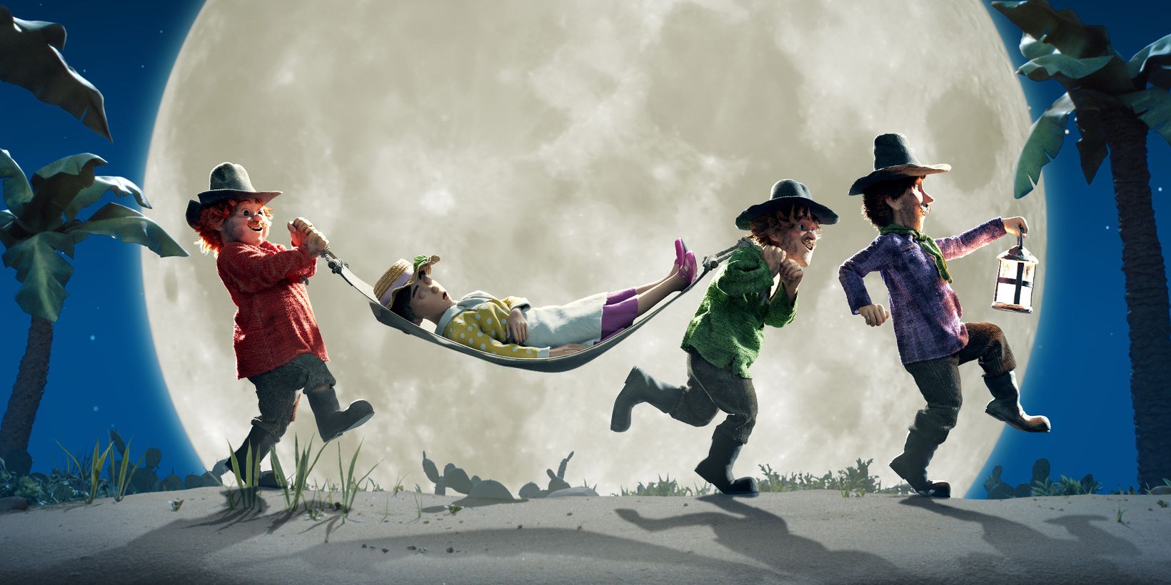 Kasper, Jesper, Jonatan og tante Sofie i Folk og røvere i Kardemommeby