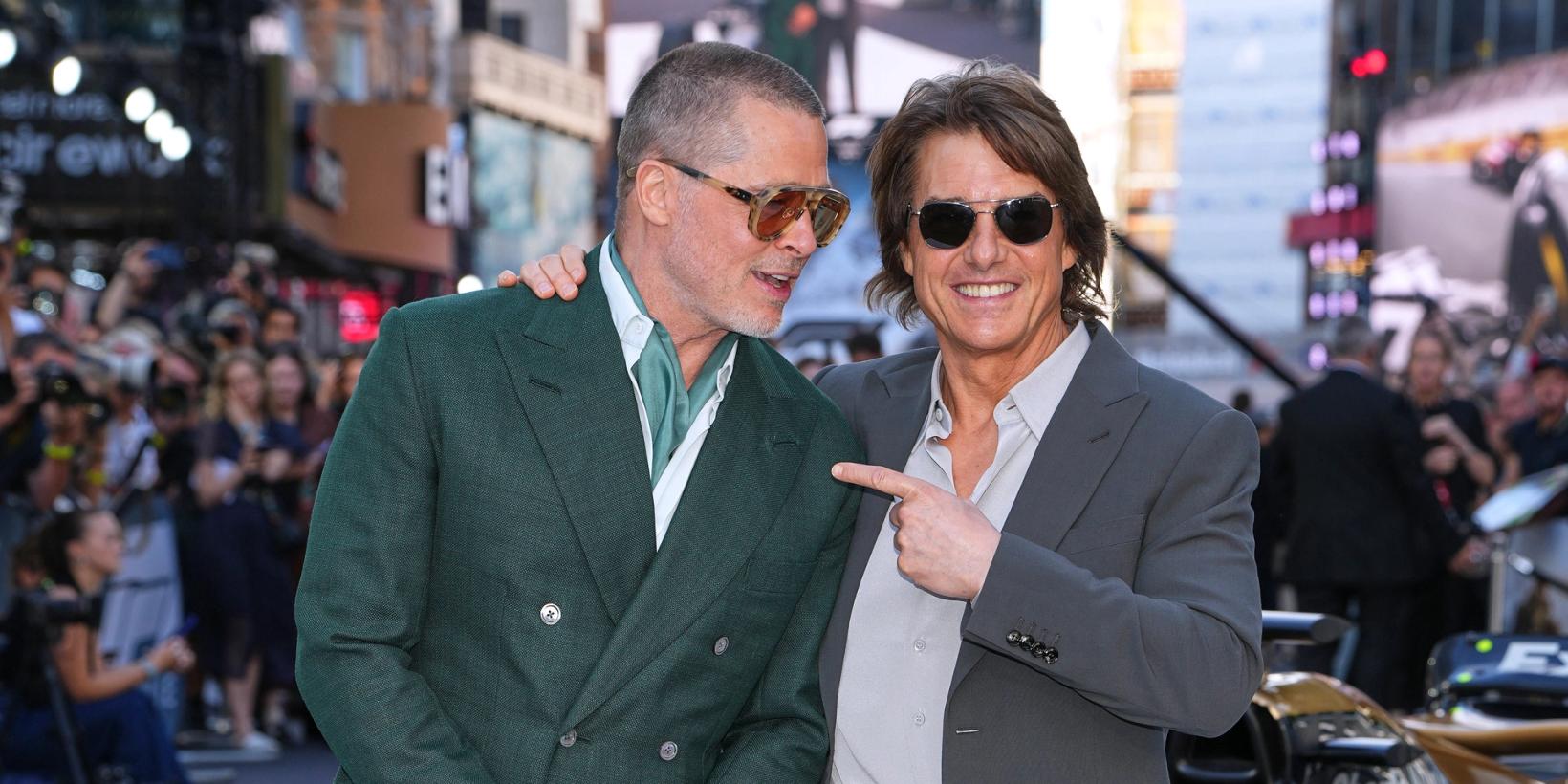 Brad Pitt og Tom Cruise på premieren til F1