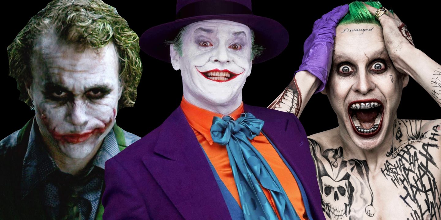 Heath Ledger, Jack Nicholson og Jared Leto som The Joker