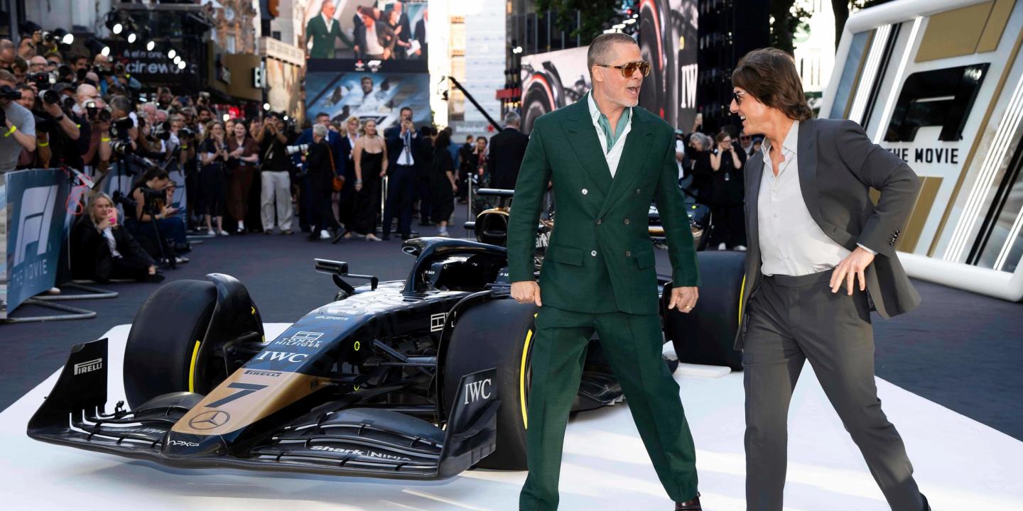 Brad Pitt og Tom Cruise på premieren til F1