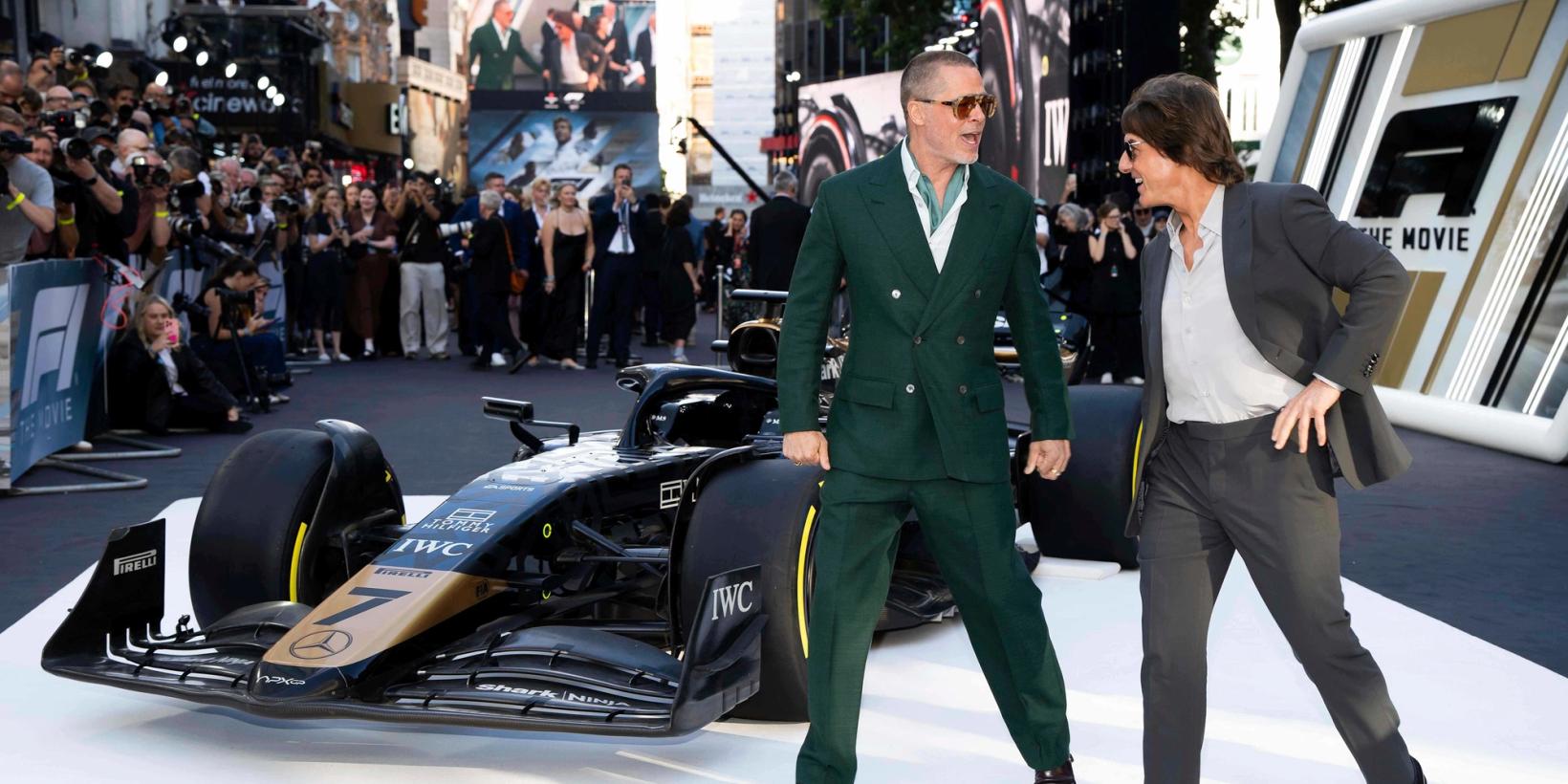 Brad Pitt og Tom Cruise på premieren til F1