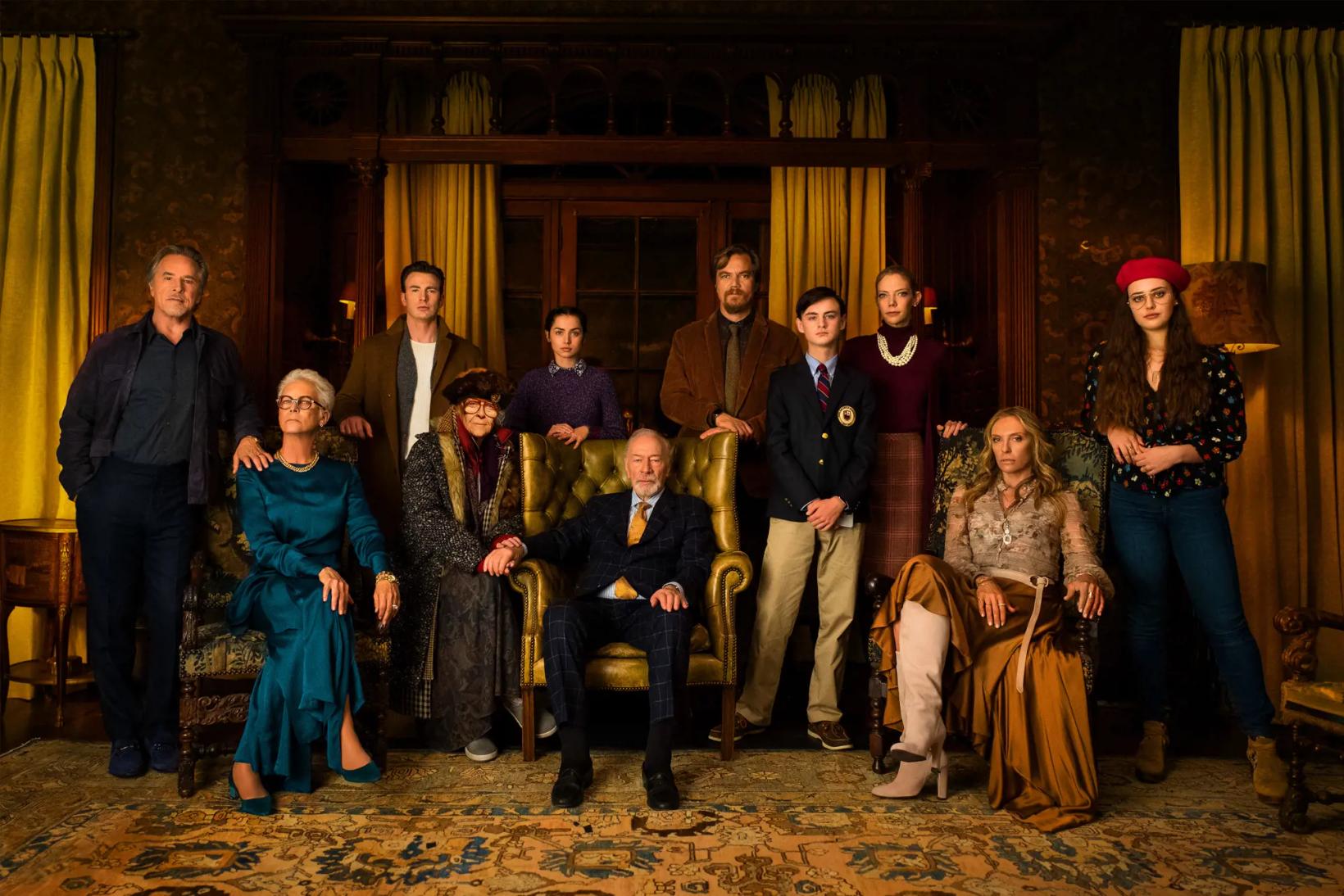 Don Johnson, Christopher Plummer, Riki Lindhome, Chris Evans et al. posing for a photo