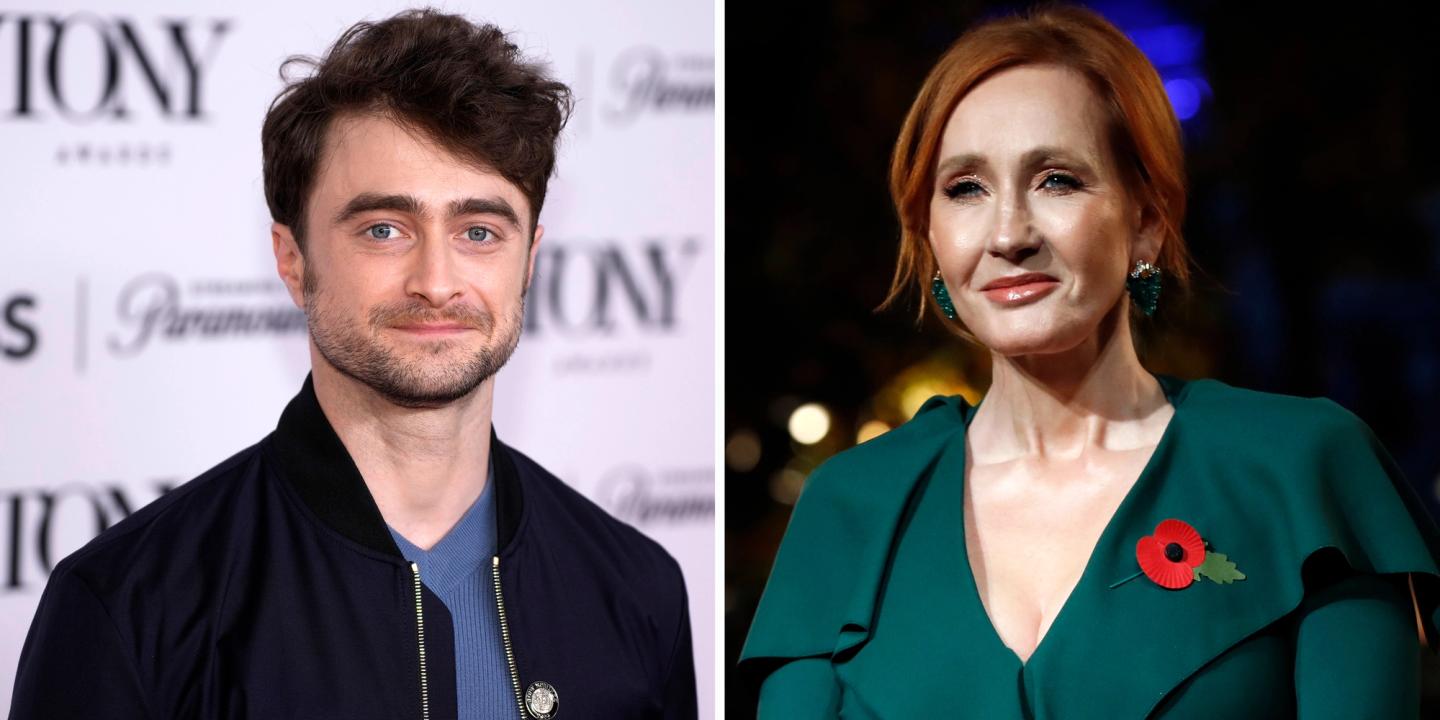 To sidestilte bilder av skuespiller Daniel Radcliffe og og Harry Potter-forfatter J.K. Rowling