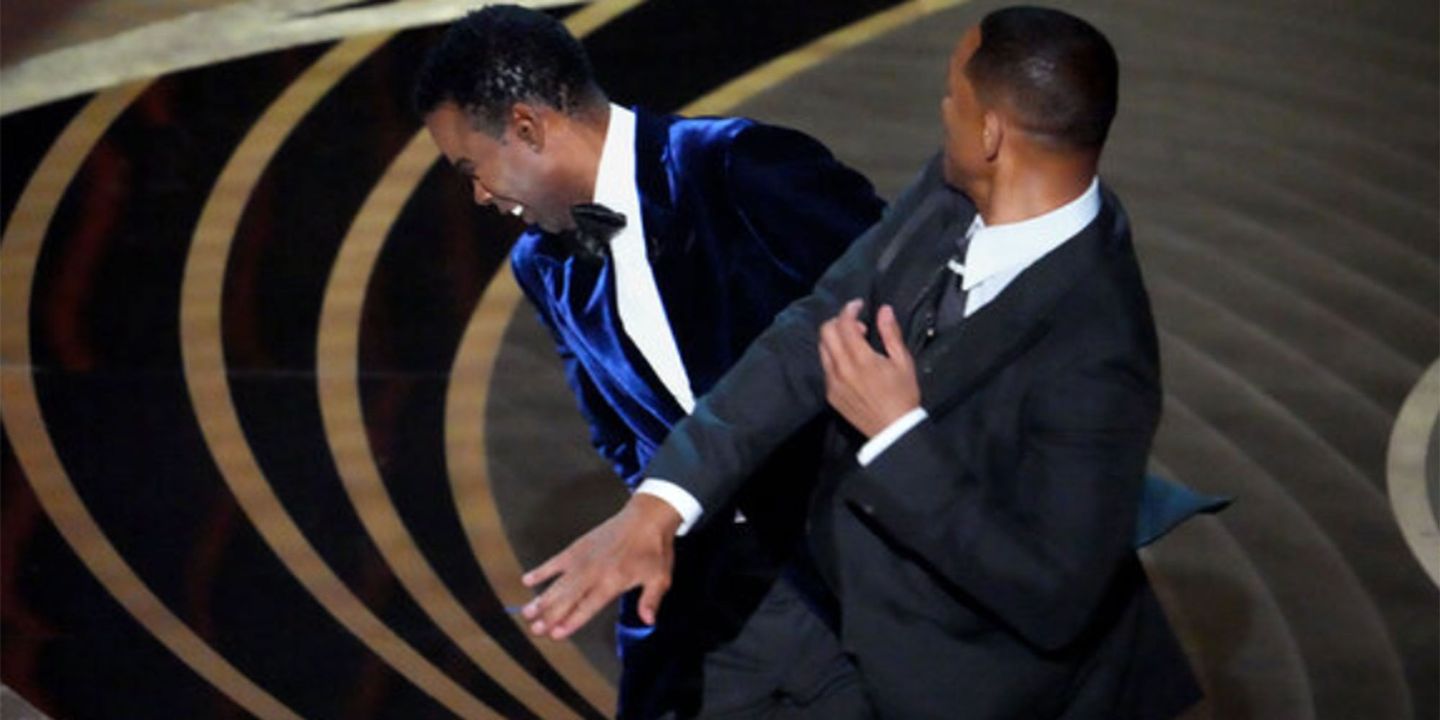 Chris Rock og Will Smith, Oscar 2022, skjermdump