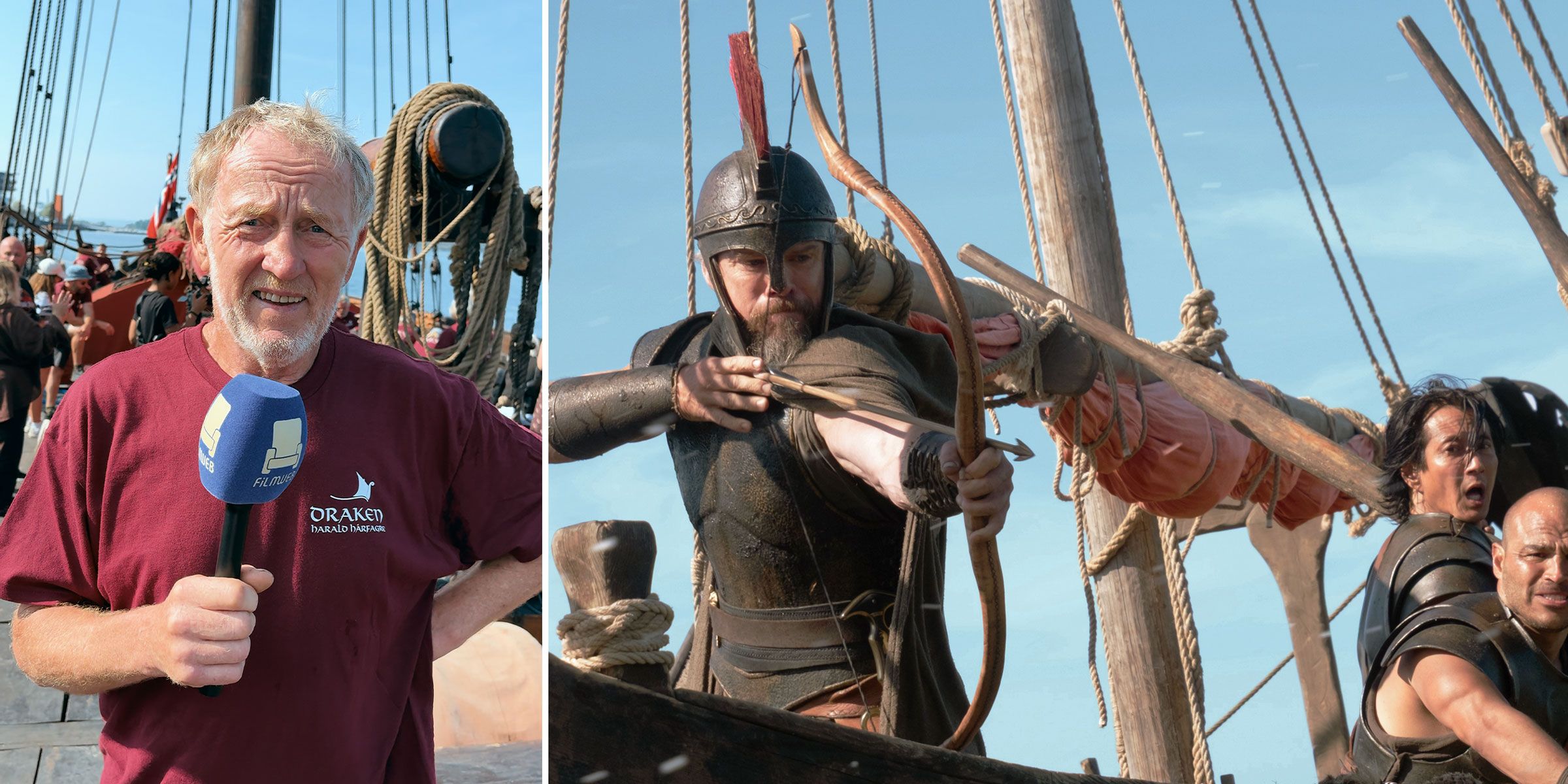 Bildemontasje: Kristian Velle på Draken og Matt Damon i The Odyssey