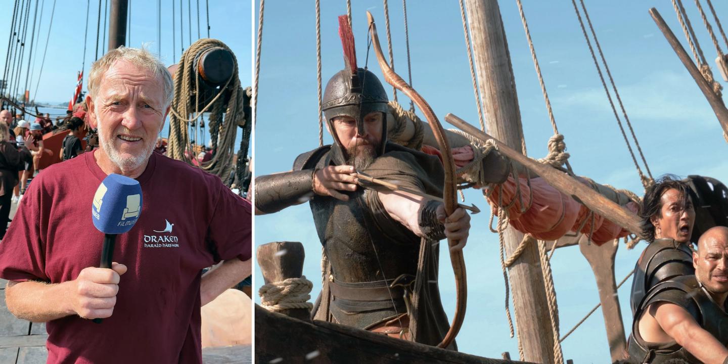 Bildemontasje: Kristian Velle på Draken og Matt Damon i The Odyssey