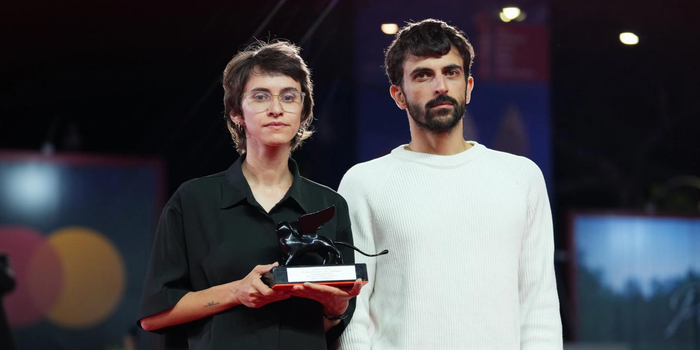 Filmskaperne Rachel Szor og Yuval Abraham under Venezia 2026